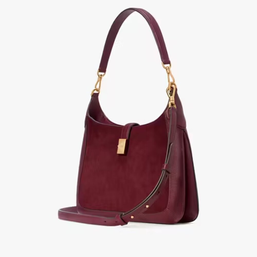 Kate Spade Burgundy Shoulder Bag with Gold Hardware